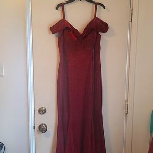 Floor length fancy red dress